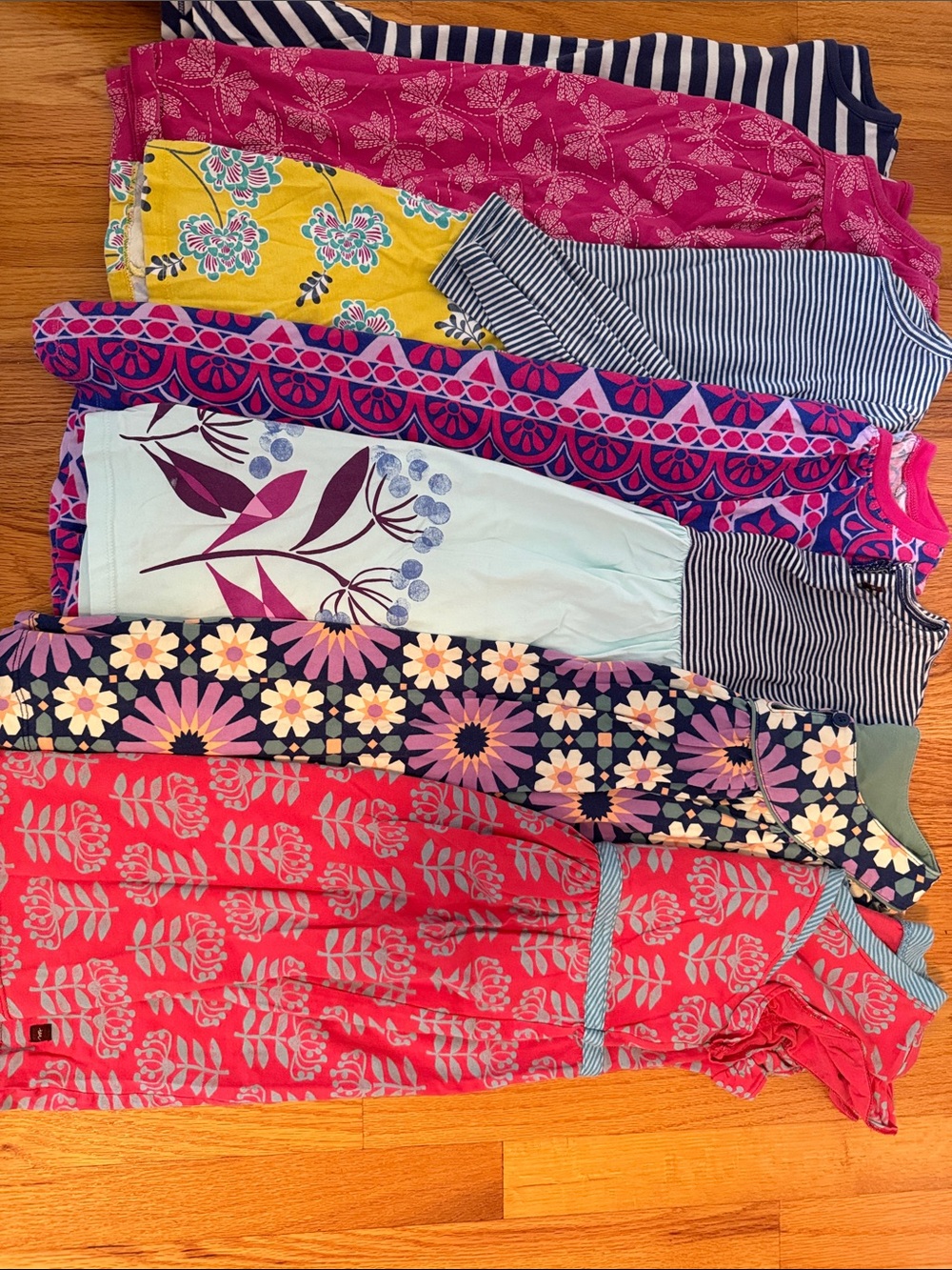 Colorful Mixed Girls' Dresses - Floral & Striped Prints